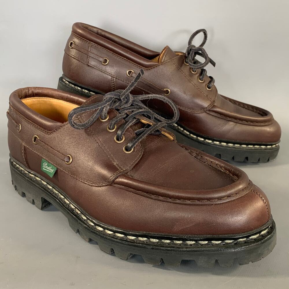 PARABOOT Size 7.5 Brown Black Leather Lace Up Shoes